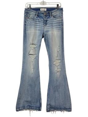 BKE Buckle PAYTON Universal Fit Mid-Rise Flare Frayed Hem Denim Jeans Sz 27x31.5